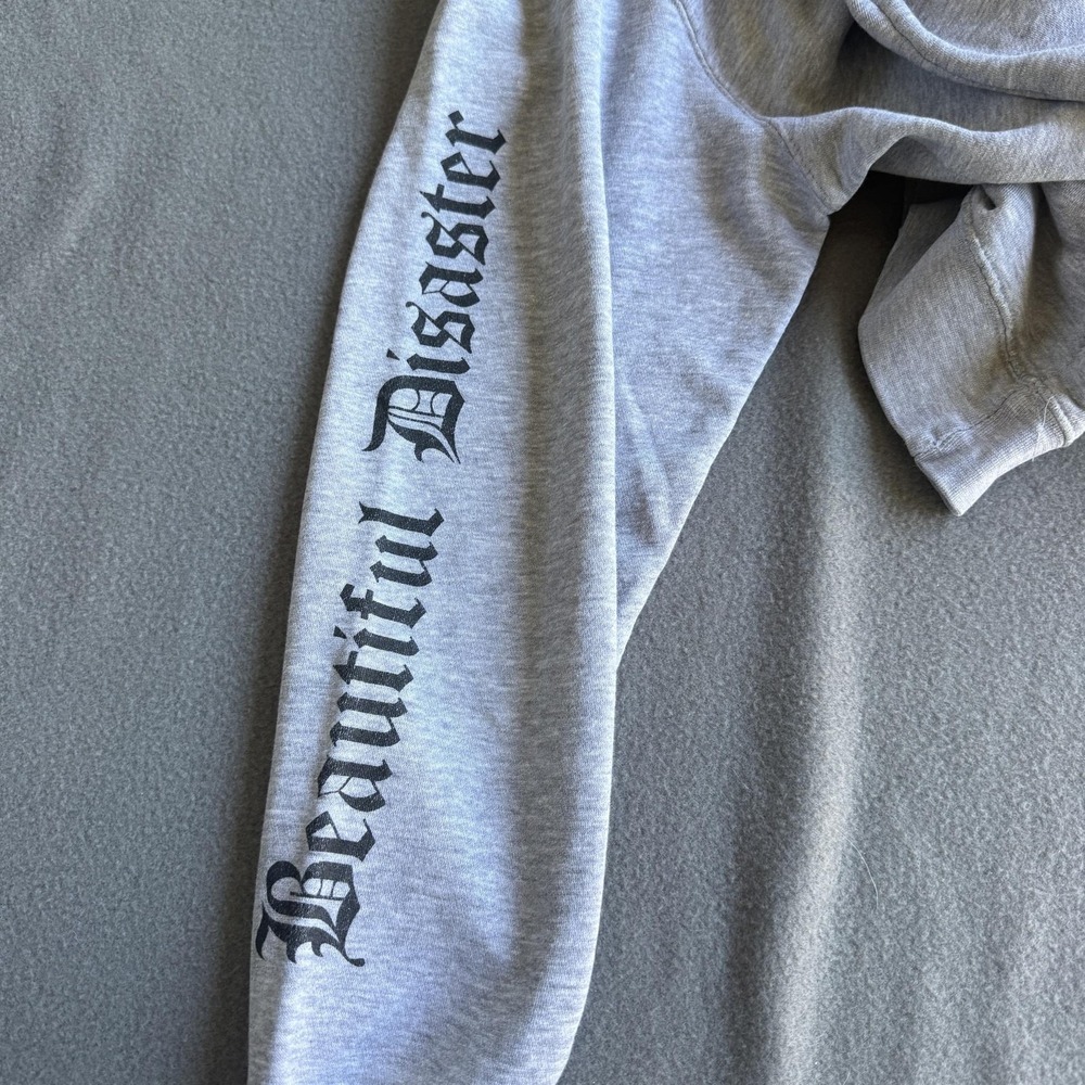 Beautiful Disaster Hoodie Womens 3X Gray Angel Wings Graphic Fleece Pullover - Picture 5 of 11